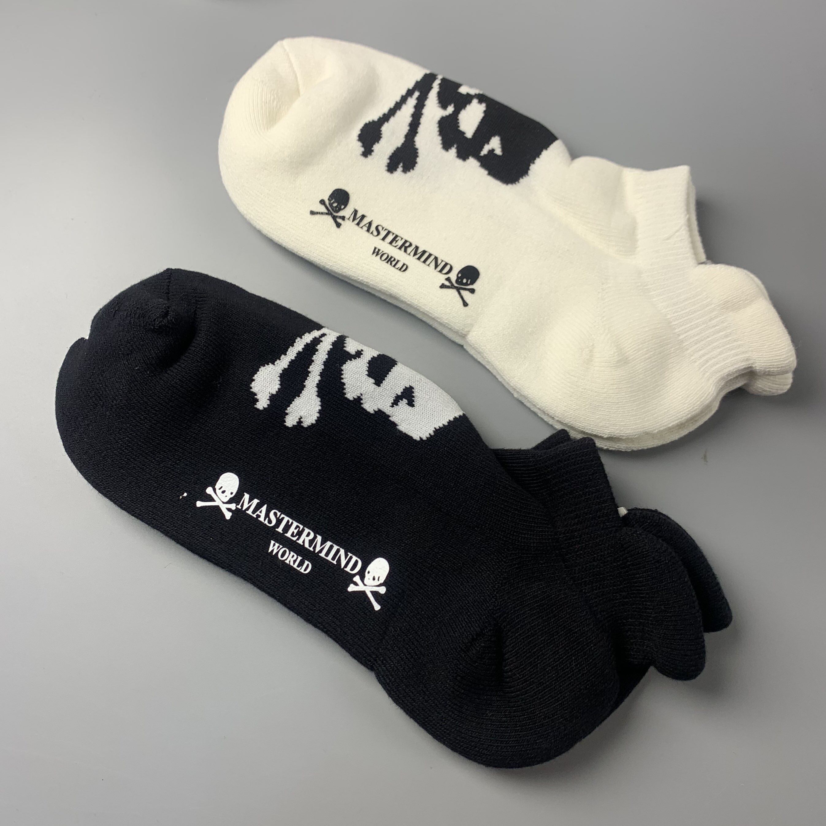 新款日本轻奢骷髅头图案运动袜黑白色加厚毛巾底男女街头潮袜