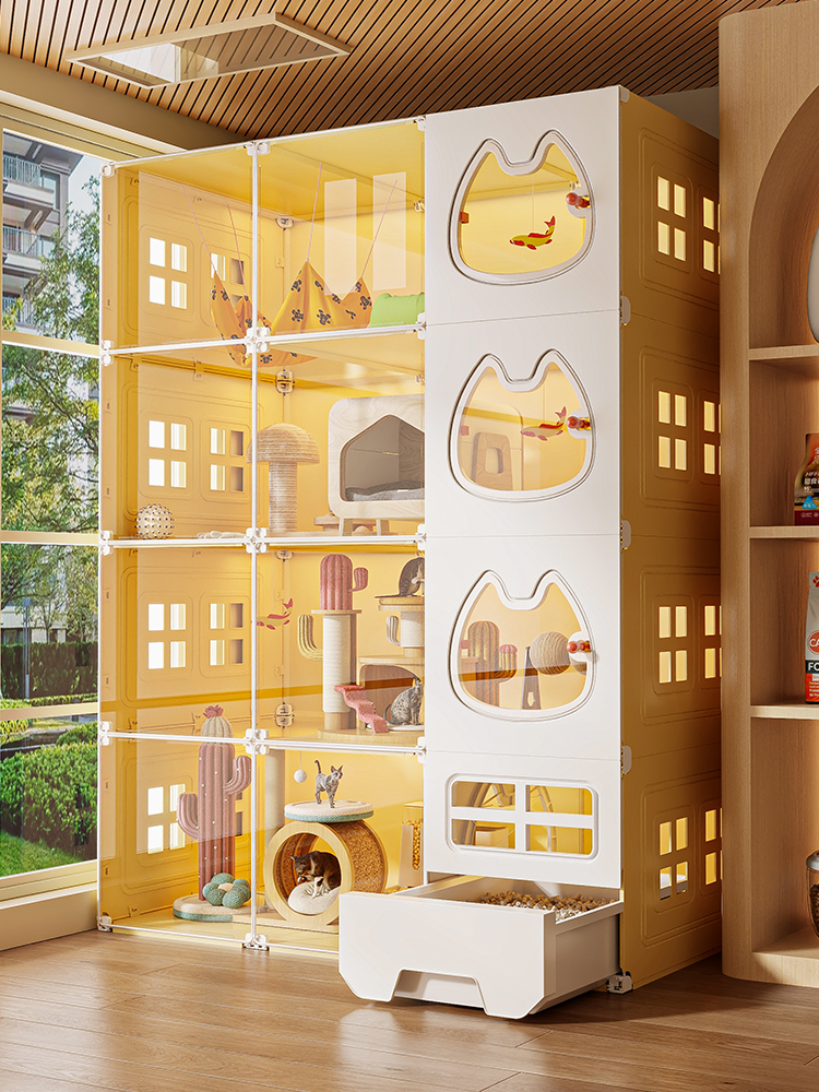 超大猫柜猫别墅家用室内猫窝猫笼子自由空间厕所一体一室一厅一卫