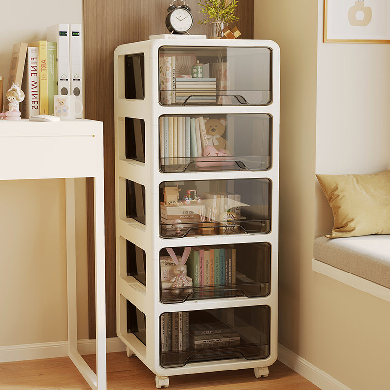 儿童书架桌下置物架家用落地可移动小推车办公室抽屉式零食收纳柜