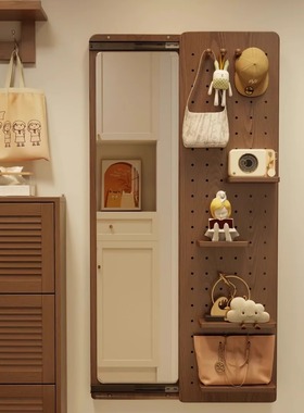 隐藏式全身镜隐形穿衣镜推拉可关闭贴墙遮挡壁挂洞洞板玄关试衣镜