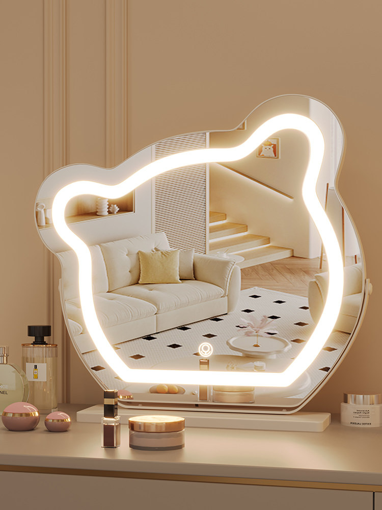 少女心化妆镜大号双面可翻转宿舍台式梳妆镜学生桌面立式公主镜子