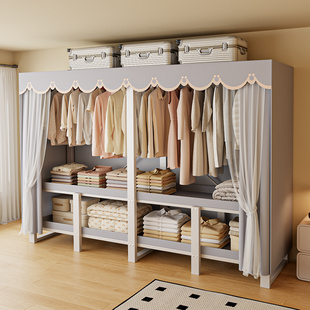 免安装简易衣柜家用卧室折叠布衣柜出租房用全钢架结实耐用衣橱