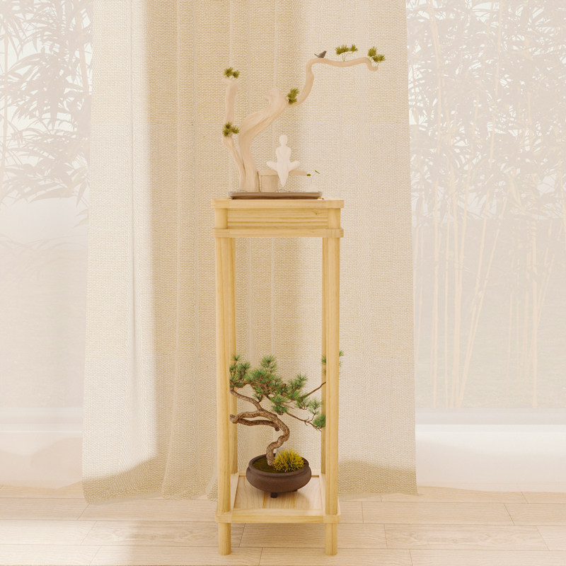 新中式实木花架客厅落地式原木仿古花盆托架阳台置物架摆件架花几