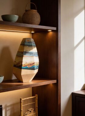 可定制创意实木山水画雕塑摆件