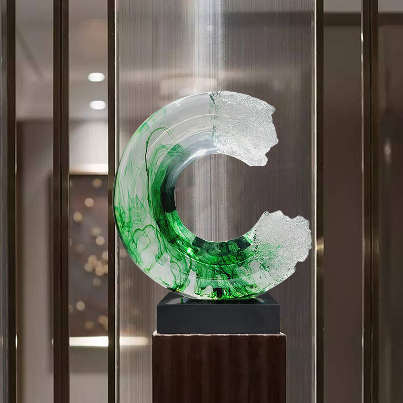 可定制酒店大堂透明树脂雕塑摆件