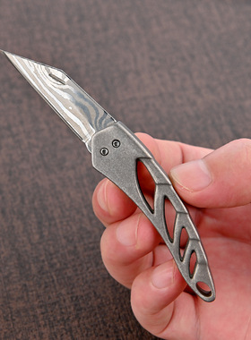 复古黄铜龙骨小刀锋利钛合金折刀钥匙扣挂件拆快递开箱小刀水果刀