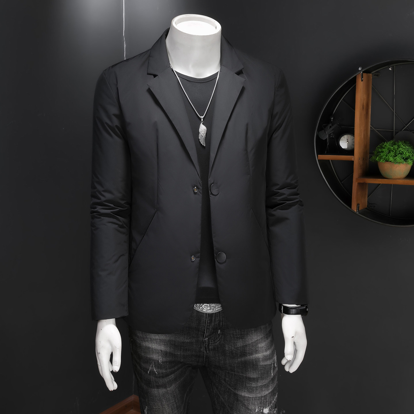2025冬季新款男士西装羽绒服标90白鸭绒短款外套6636P245,男装羽绒服,电商D260