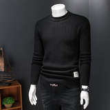 2330P105冬季新品厚款粗针长袖针织衫时尚圆领打底净色毛衣，男装针织衫/毛衣，电商D260