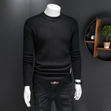 2330P105冬季新品厚款粗针长袖针织衫时尚圆领打底净色毛衣，男装针织衫/毛衣，电商D260