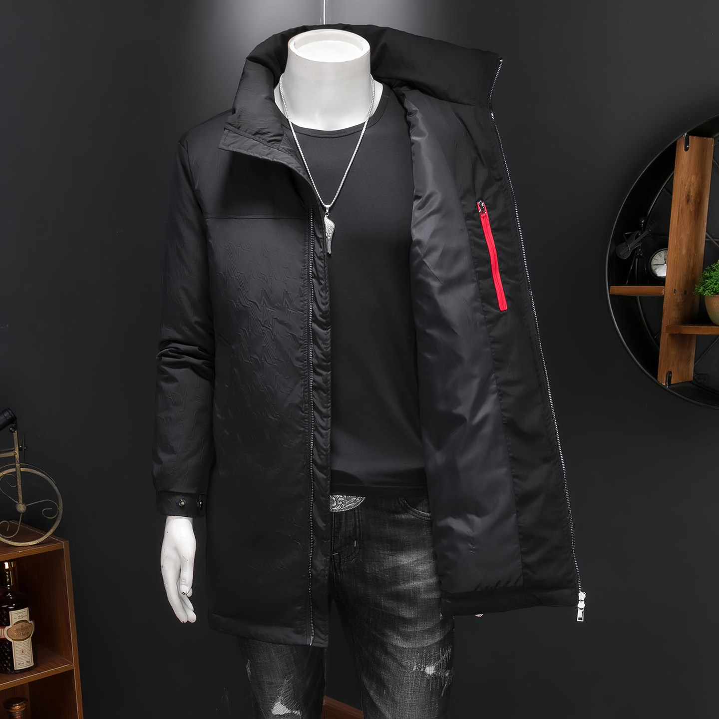 2025新款男士立领长款羽绒服90白鸭绒商务休闲保暖外套6625P335,男装羽绒服,电商D260