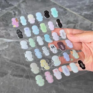 新小红书同款可爱卡通卫生巾创意果冻贴纸diy生理期记录手帐咕卡