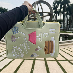 卡通日韩刺绣樱桃手提电脑包适用于小米华硕戴尔15.6华为14英寸苹果macbook笔记本air13.3联想16.1英寸内胆包