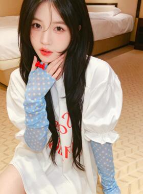 冰袖波点袖套防晒防紫外线宽松版冰爽凉感透气男女手部防护用品