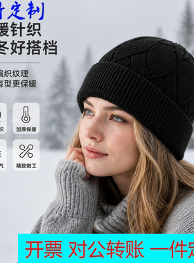 定制logo欧美简约立体编织针织帽秋冬加厚保暖男女户外风百搭