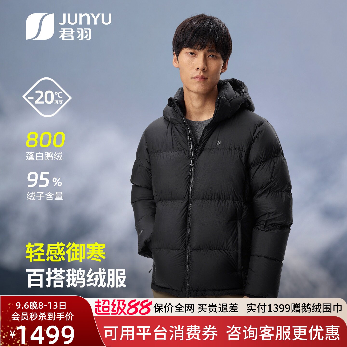 君羽户外800蓬鹅绒服男加厚外套图片