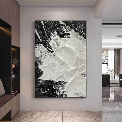 黑白现代客厅玄关入户装饰画挂画