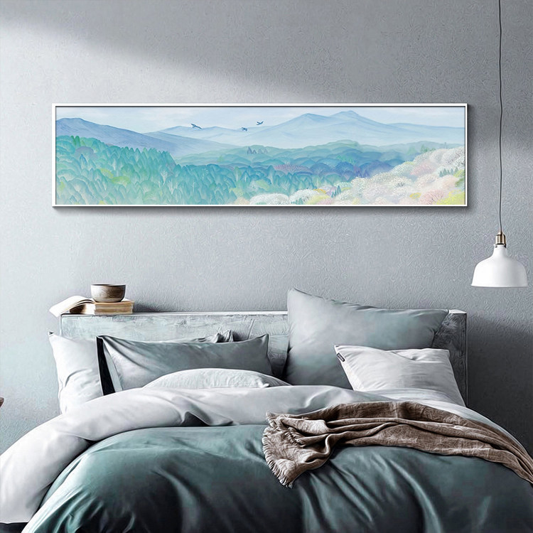 原木风日式风景画高级客厅沙发背景墙挂画现代简约卧室床头装饰画