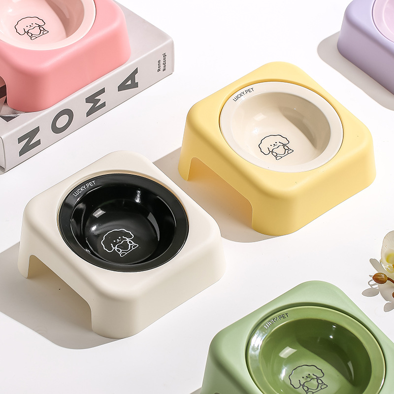 韩国BD卡通飞碟碗猫碗陶瓷可爱ins猫咪罐头粮水碗食盆护颈宠物碗