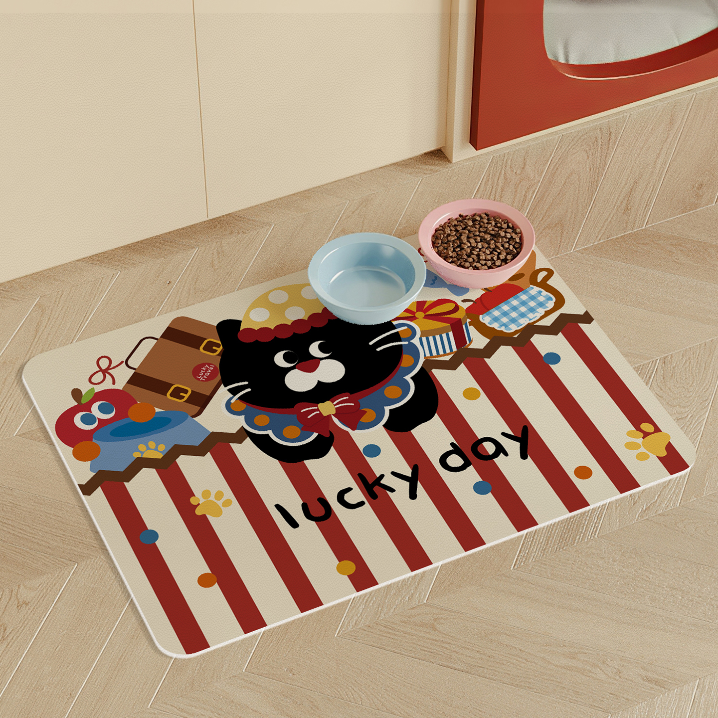 卡通可爱超大号宠物吃饭餐垫防水防污耐脏易打理防漏防外贱猫碗垫