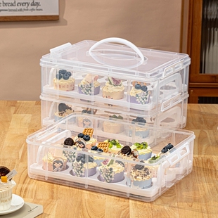 纸杯蛋糕包装盒可重复使用手提生日蛋糕盒双层三层四层加高定制