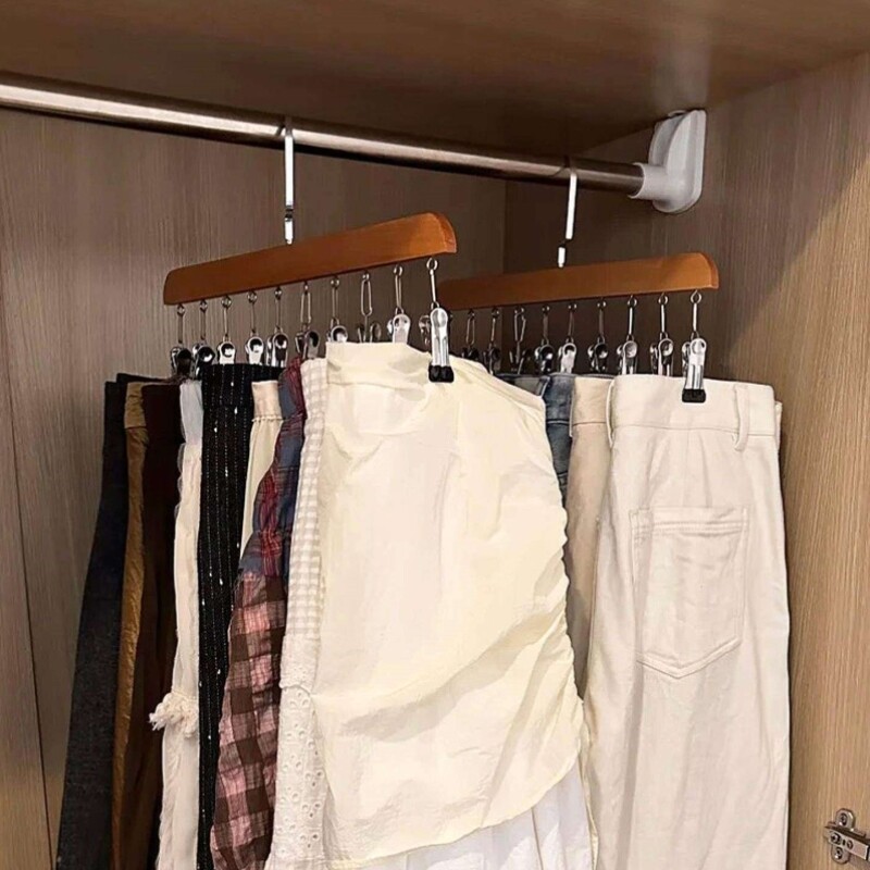 多功能裤夹衣架二合一家用无痕防滑多夹子裤裙架衣柜裤子收纳架子