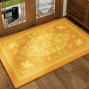 招财催运土黄色入户门地垫公司乔迁金色地毯耐脏朝西对门家用脚垫