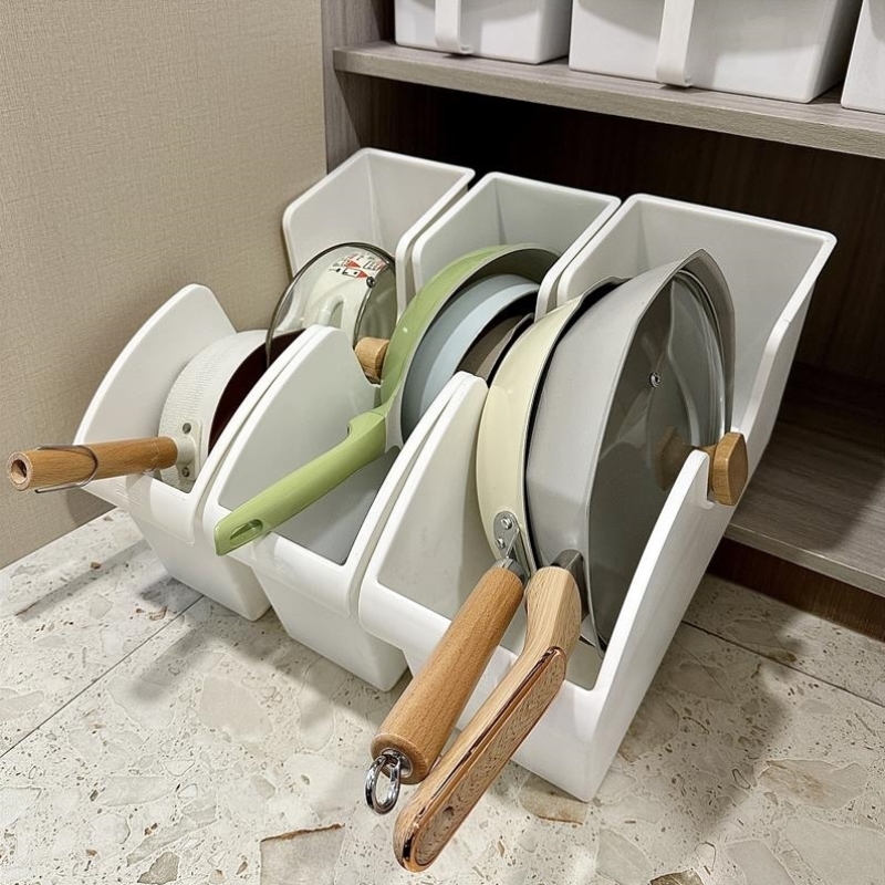 厨房锅具收纳盒日式橱柜锅盖下水槽置物架家居抽拉滑轮收纳架神器