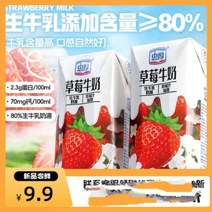 忠厚草莓牛奶整箱200ml*6盒/12盒老人儿童学生早餐草莓味牛奶饮品