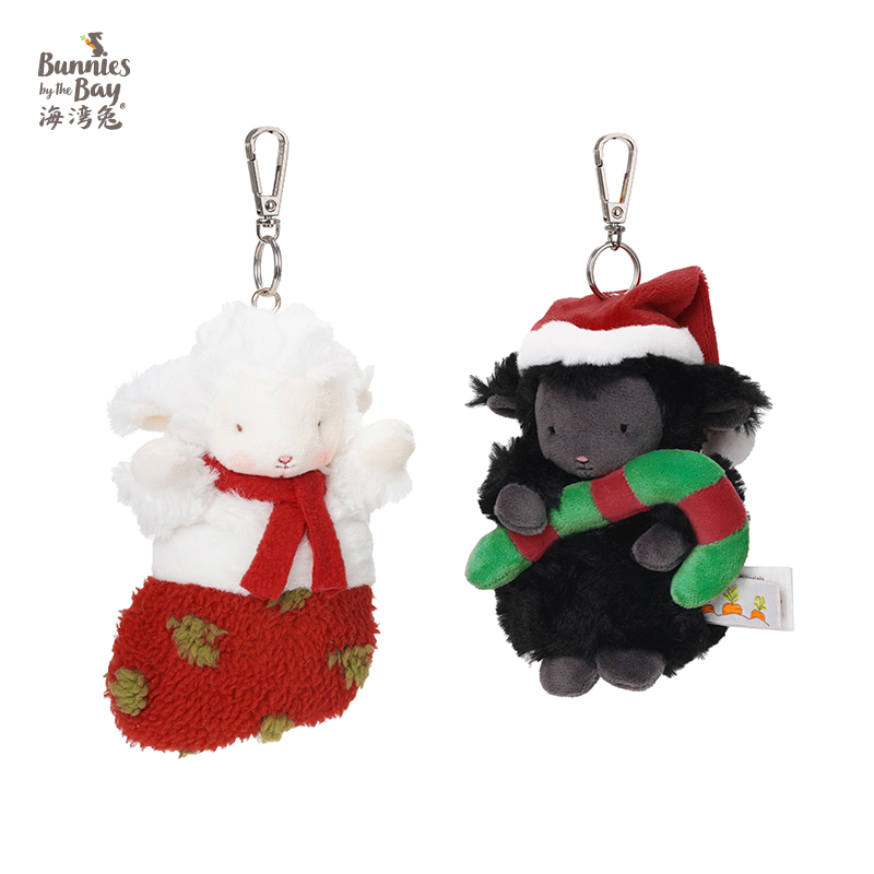 海湾兔Bunnies 黑白小羊圣诞挂偶可爱萌趣毛绒挂饰背包钥匙扣礼物