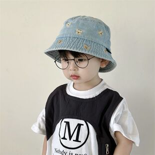 1-3岁儿童牛仔帽子男宝宝防晒帽大帽檐渔夫帽2周岁女童盆帽春秋季