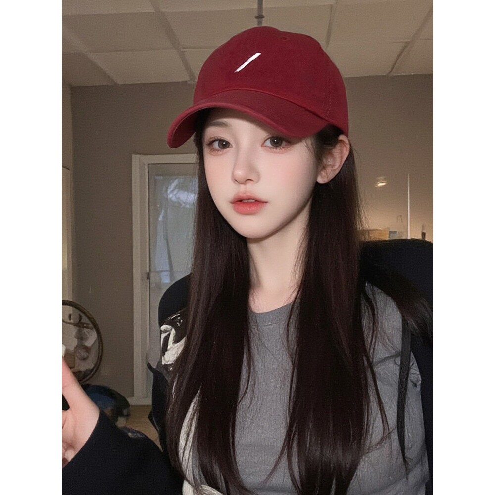 红色鸭舌帽子女2026新款显脸小大帽檐韩系超好看大头围棒球帽男