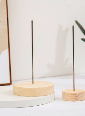 实木叉针纸票叉传票叉收银前台艾条底座固定票据奶茶餐饮店插单器