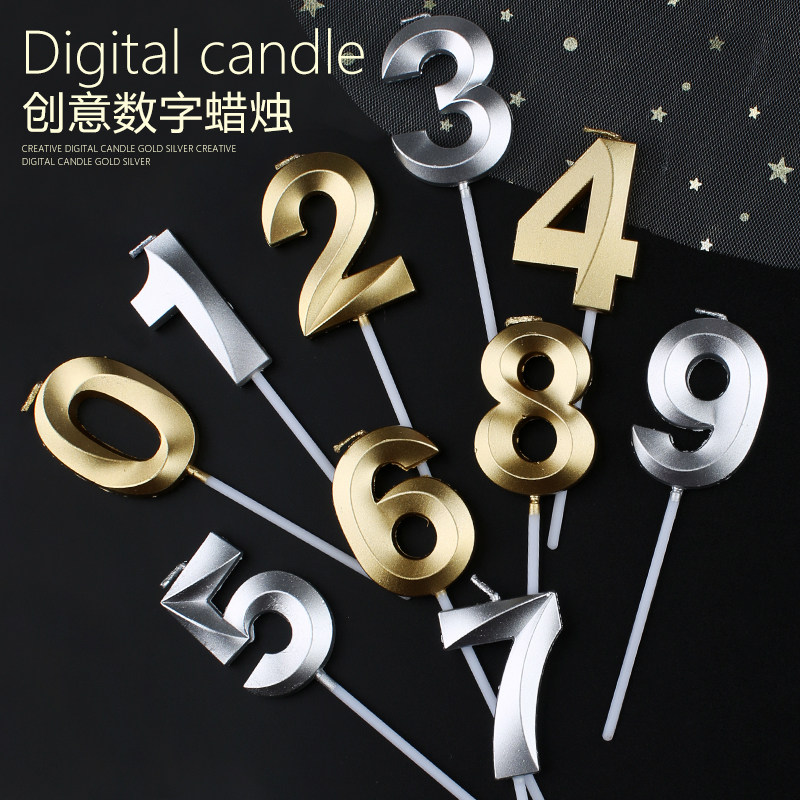ins风歌剧院系列华丽数字蜡烛金色0-9数字一周岁生日蛋糕装饰创意