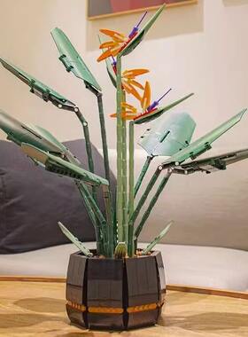 积木创意系列天堂鸟鹤望兰花