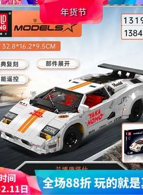中国积木宇星模王13194兰博基尼康塔什跑车13195男孩拼装玩具