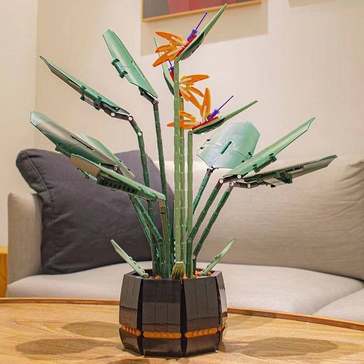 중국 빌딩 블록 크리 에이 티브 시리즈 극락조 STRELITZIA 난초 화분 10289 조립 장난감 선물 홈 장식품