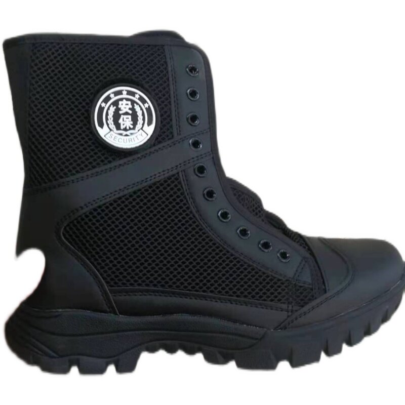 正品网面保安特勤靴升级版安保夏天高帮透气特勤透气保安鞋网鞋