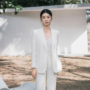 时尚简约米白西服外套女气质修身职业工作服高管经理西装通勤正装