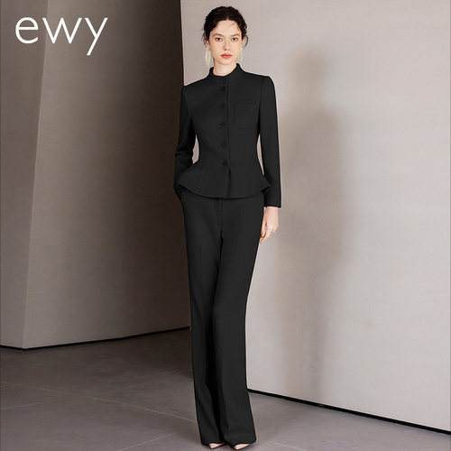 优雅白领职场干练商务正装套裤2025新款黑色西装套装售楼部经理OL