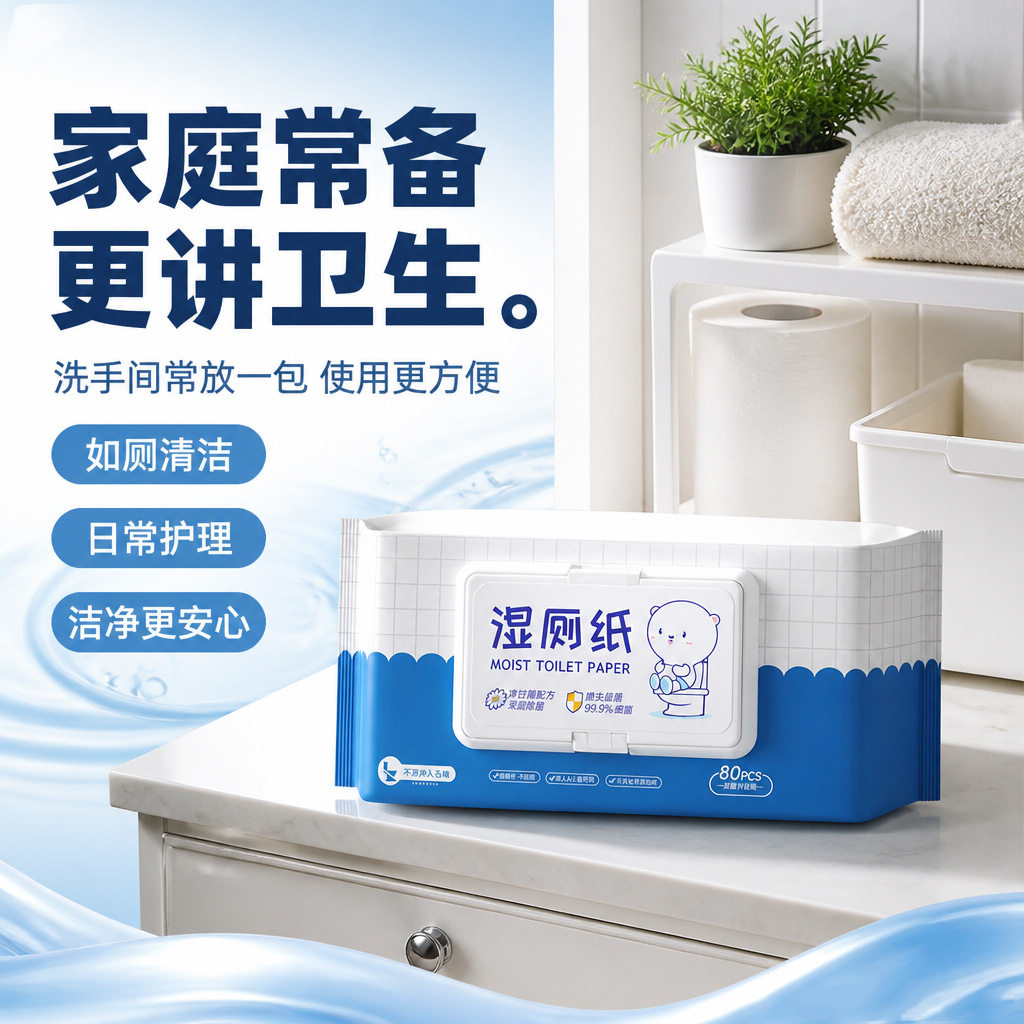 湿厕纸80片抽婴儿宝宝擦屁股家湿厕纸