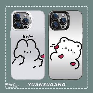 发射 爱心熊兔苹果16promax手机壳iphone17Air适用p70华为mate60小米15红米K80情侣vivoX200s荣耀300彩银14硬