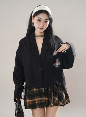 春季新款气质通勤显瘦高级感假两件西装外套拼接连衣裙子女