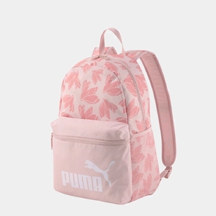 Puma Phase Aop织物印花拼接拉链运动双肩包书包 粉色 078046-04