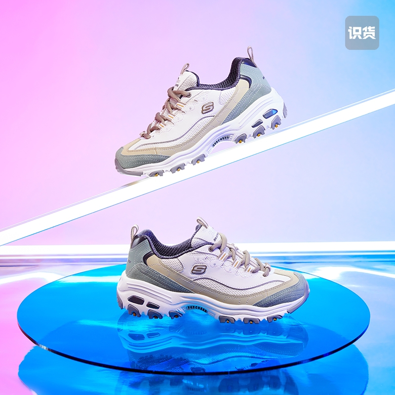 Skechers斯凯奇奶茶熊秋季小白熊复古老爹鞋运动厚底增高休闲鞋-N