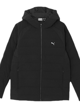 puma轻盈保暖鹅绒羽绒服男短款修身连帽外套 527167彪马