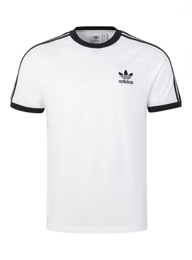 adidasOriginals三叶草系列拼接圆领棉质刺绣三条纹短袖T恤KB2460
