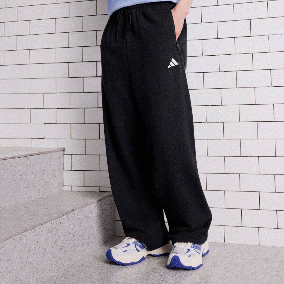 Adidas阿迪达斯男裤刺绣小标舒适百搭休闲针织直筒长裤KW0655