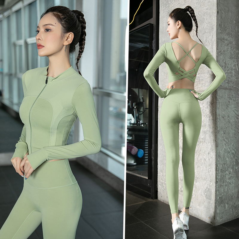 瑜伽服女秋冬季高级感专业高端时尚速干健身房长袖跑步运动套装女