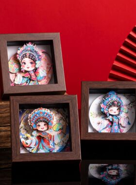 国粹戏曲人物3D立体相框画桌面摆件剪纸画文创礼品