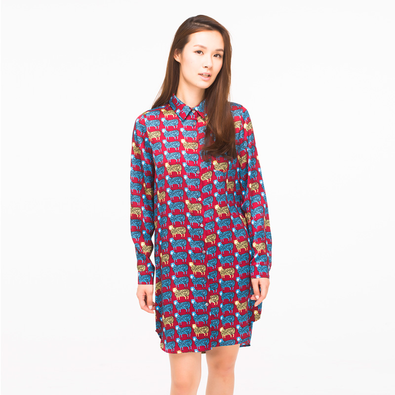 未禾原创设计女装春夏新款衬衫领小方领连衣裙长袖趣味图案|ruв категории Женская одежда, платье - от Buy2taobao.com для оказания профессиональной услуги покупки агента Taobao